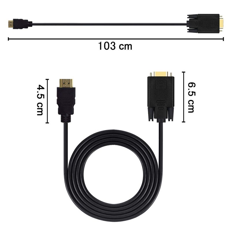 Wonlyus HDMI to VGA Cable Gold-plated 1080P HDMI Male to VGA Male Active Video Adapter Converter Cord (3 Feet/1 Meter) - Image 3